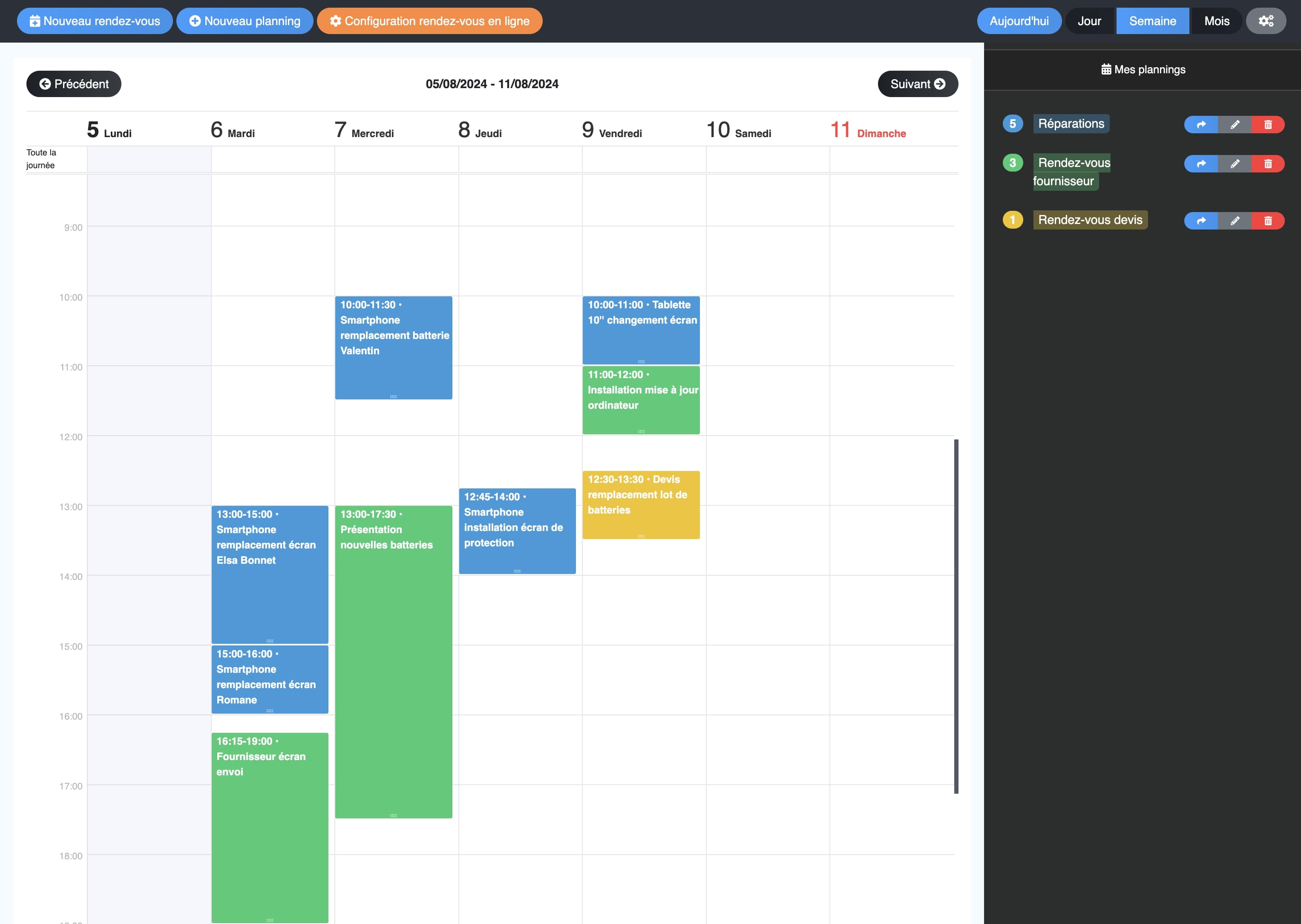 Création de plannings